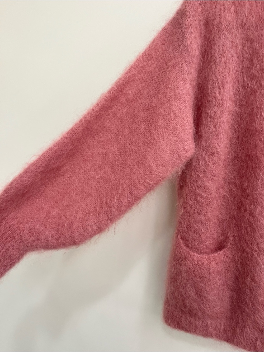 Anthropologie Ottod'ame Mohair Cardigan Sweater Pink Open Front Balloon Sleeves - Picture 5 of 9